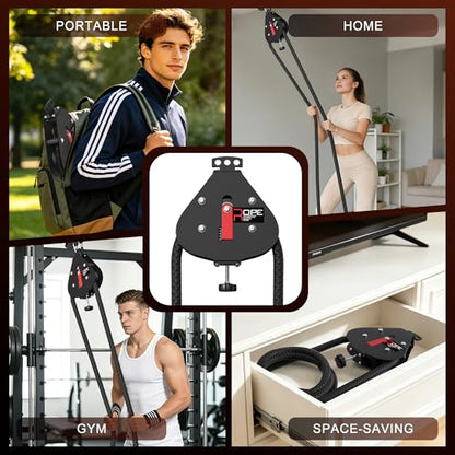 Endless Rope Trainer, Portable Pulley System with Adjustable Resistance, Home Gym Suspension Infinity Rope with 14 FT Closed-Loop, for Grip, Arms, Back, Body Coordination Exercises