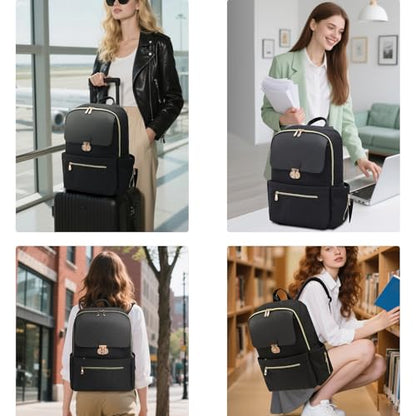 Slim Laptop Backpack Work Backpack for Women Fits 15.6 Inch Laptop, College Bookbag Computer Back Pack Purse Daypack Travel Bag, Lightweight & Waterproof (Black) - color: Black