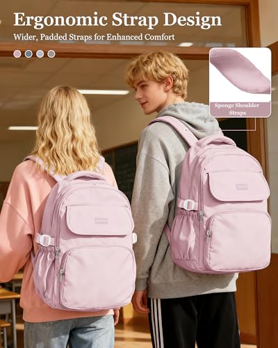 Waterproof School Backpack For College Students Women,Simple Kawaii Bookbags,Casual Laptop Travel Daypack Backpacks,Lightweight School Bags For Girls(Purple) - color: A5-purple
