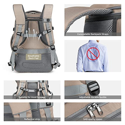 MOLNIA 50L Expandable Travel Backpack for Women Men, Carry On Travel Essentials, Flight Approved Fits 21 Inch Laptop Backpack, Waterproof Business Suitcase Weekender Backpack, Beige - color: Beige With Packing Cubes, size: X-Large