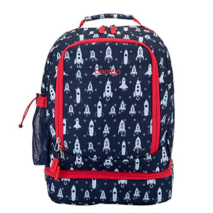 Bentgo Kids 2-in-1 Backpack & Insulated Lunch Bag - Durable 16” Backpack & Lunch Container in Unique Prints for School & Travel - Water Resistant, Padded & Large Compartments (Rocket) - color: Rocket