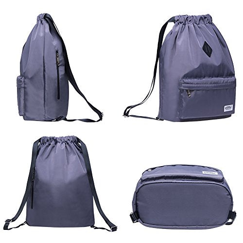 KAUKKO Drawstring Sports Backpack Gym Yoga Bag Shoulder Rucksack for Men and Women 1031-2-GRAY,18.5L - color: Nylon Grey