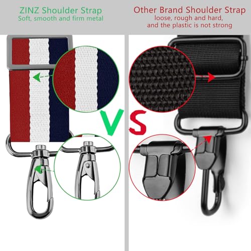 ZINZ 79 inch Shoulder Strap, Extra-thick Fixed Cushion Pad and Dual Clasps Universal Replacement Strap with Metal Swivel Hooks for Laptop Bags, Luggage Bags, Camera, Crossbody(Stripes-BuWRd) - color: Stripes-buwrd