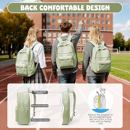 VECAVE School Backpack Green College High School Bags backpack for Boys Girls Teens Waterproof Bookbag Casual Lightweight Travel Rucksack Daypack Backpacks for Men Women - color: A2-green