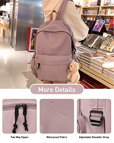 BJLFS Purple Backpack for Girls Women, Waterproof High School Bookbag, Lightweight Casual Travel Daypack,Classic Basic College Backpack, Middle School Bag for Teen Girls Boys Cute Back Pack - color: Small Purple