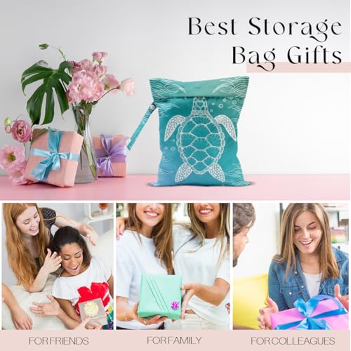 Waterproof Wet Bag for Swimsuit, Travel Beach Wet Dry Bag, Hidden Zipper Reusable Turtle Wet Bags, for Travel Beach Wet Swimsuits Toiletries Diapers Dirty Gym Clothes Laundry Bag - color: Sea turtles