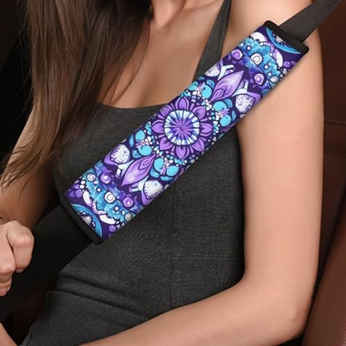 Universal Car Seat Belt Pads Cover,Purpe Mandala Seat Belt Shoulder Strap Covers Harness Pad for Car/Bag,Soft Comfort Helps Protect You Neck and Shoulder from The Seat Belt Rubbing(2 Pack) - color: Purple Mandala