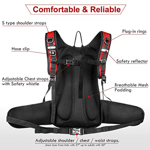 Mothybot Hydration Pack, Insulated Hydration Backpack with 2L BPA Free Water Bladder and Storage, Hiking Backpack for Men, Women, Kids for Running, Cycling, Camping - Keep Liquid Cool up to 5 Hours - color: Red