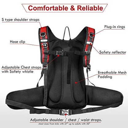 Mothybot Hydration Pack, Insulated Hydration Backpack with 2L BPA Free Water Bladder and Storage, Hiking Backpack for Men, Women, Kids for Running, Cycling, Camping - Keep Liquid Cool up to 5 Hours - color: Red