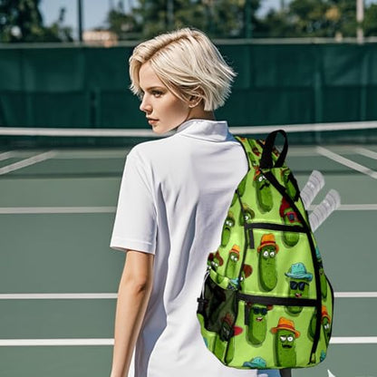 Pickleball Bag for Women & Men – Lightweight Sports Backpack with Paddle Compartments, Dual Carry Modes, Detachable Zippered Strap, Brown Leopard, Great Gift Option for Players - color: Blue Sharks