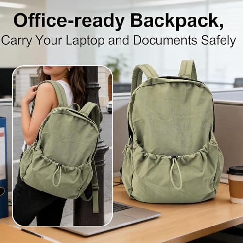 Simple Backpack for Women Men, Aesthetic Medium Backpack Lightweight Casual Daypack Cute Bookbag for Women Men (Green, 38x26x10cm) - color: Green