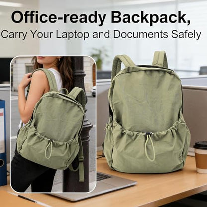 Simple Backpack for Women Men, Aesthetic Medium Backpack Lightweight Casual Daypack Cute Bookbag for Women Men (Green, 38x26x10cm) - color: Green