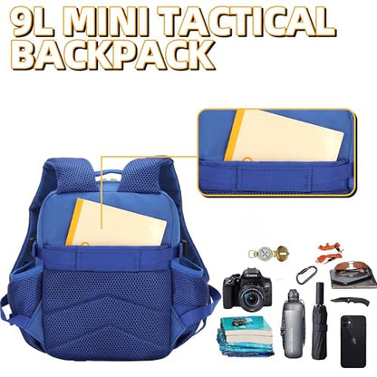 9L Mini Tactical Backpack for Men and Women Tactical Backpack Small for Hiking Small Tactical Bag Fitness Pack - color: Blue