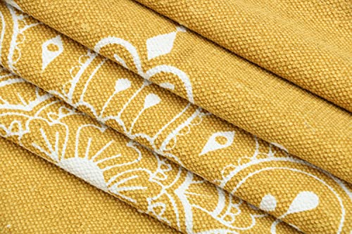 Hand Woven 100% Cotton Yoga Mat- Thick Handloom Made in India- for Gym Floor Exercise - Runner for Bedroom - color: Yellow