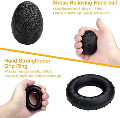 Adjustable Grip Trainer Set Hand Trainer Grip Ring Finger Trainer Combination Fitness Equipment - color: Orange