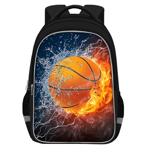 TILYTADLY School Backpack for Boys - Basketball Boys Backpack for Kids Children Teens Elementary Middle School - Students Bag for Ages 6-18,17″Bookbag Multifunctional Large Capacity - color: Basketball-02-backpack Only