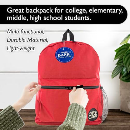 BAZIC 1032 Basic Backpack, Red, 16" - color: Red, size: 16"