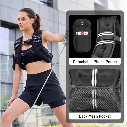 Weighted Vest for Men Women, No-Bounce 6LB 8LB 12LB 16LB 20LB 25LB 30LB Weights Vest with Adjustable Buckles & Reflective Stripes | Weight Vest for Walking Running Hiking Workout - color: 8lbs