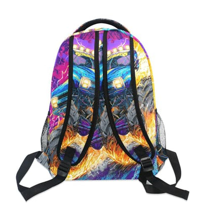 susiyo Custom Name Backpack Personalized School Bookbag Monster Truck Lightweight College Back Pack Travel Camping Casual Daypack for Teens Girls Boys Women Men - color: Custom Monster Truck