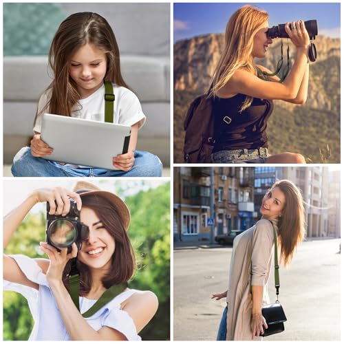 FIEIL Universal Shoulder Strap, Neoprene Padded Bag Strap with Double Adjustable Buckles, Comfortable Neck Lanyard for Camera, Cellphone Tablet,iPad, Laptop, Binocular, Luggage Bag(Army Green) - color: Army Green