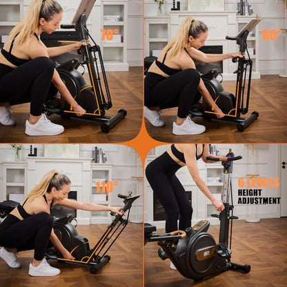 Rowing Machine for Home, 3 in 1 Magnetic Rower with 6-Level Height Adjustable, LCD Monitor & Phone Holder, APP Compatible, Folding Design, 350LBS Weight Capacity for Full-Body Workout