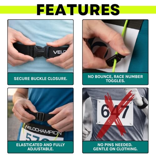 VeloChampion Lightweight Running Belt Waist Pack for Men Women - Elasticated Stretch Fit Race Number Holder - No Pins - 3 Sizes - Run. Triathlon. Cycle. Marathon. Jogging (1, Large) - size: Large