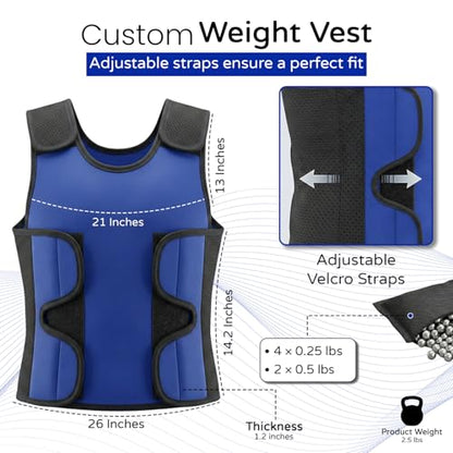 Weighted Vest for kids with Adjustable Weights, Compression Vest for Kids & Toddlers, Removable Metal Beads, Breathable Mesh and 6 Pockets - size: Small