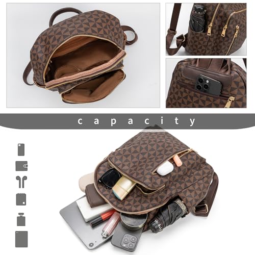 Womens Backpack Purse Leather Anti-theft Large Fashion Designer Travel Backpack Bag Men's Backpack Shoulder Bags - color: D-brown
