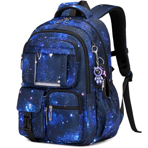 PIG PIG GIRL Kids Backpack for Girls Boys School Bags for Middle School Students Book Bag for Elementary Primary Kawaii Ita Backpack, Galaxy Astronaut - color: Galaxy Blue