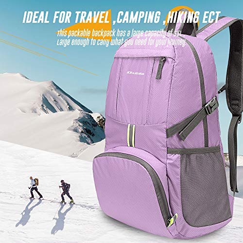 35L Lightweight Packable Backpack Waterproof Durable Hiking Travel Backpack Daypack - color: Pink