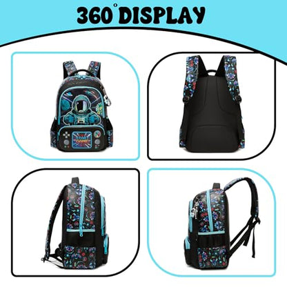 Meetbelify Kids School Backpacks for Girls Boys Backpack with Lunch Bag for Elmentary Students - color: 02 Space