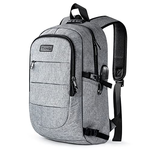 Tzowla Travel Laptop Backpack Water Resistant Anti-Theft Bag with Giant Tumbler Holder Pocket and Lock 17.3 Inch Computer Business Backpacks for Women Men Work College Gift,Casual Daypack(Grey) - color: A-grey, size: Standard 17.3inch