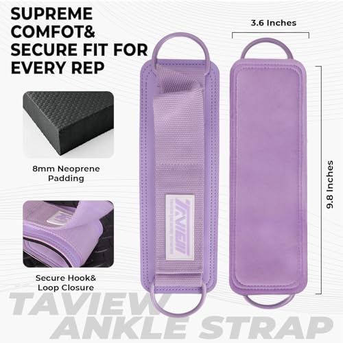 TAVIEW Ankle Straps Cable Machine Attachment for Gym - Cable Kickback Ankle Straps - Padded Ankle Cuffs for Glute Kickbacks and Leg Workouts - color: Purple-Pair