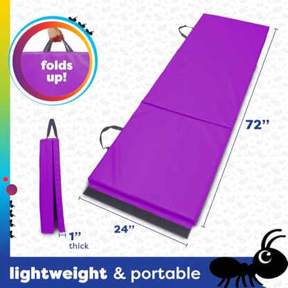 Antsy Pants Tumbling Mat for Kids – Gymnastics Mat, Easy to Clean, Sturdy, Foldable Tumbling Mats, Padded, Lightweight, Portable, Gymnastics Equipment for Active Play - color: 3-Fold Purple