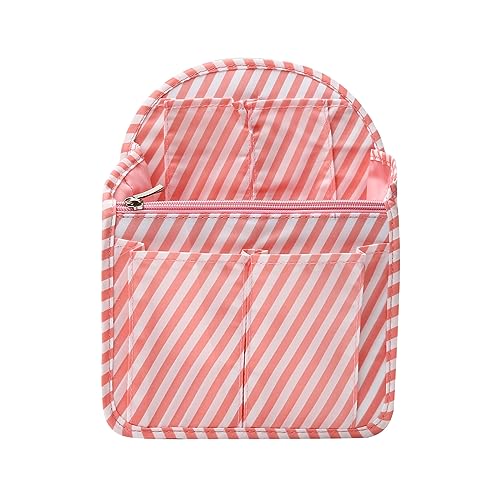 Surblue Backpack Organizer Insert Liner Hanging Travel Rucksack Purse and Handbag Insert Pocket, High-capacity Divider Foldable Nylon Shoulder Bag Organizer for Men and Women, (Pink, M) - color: Pink, size: M