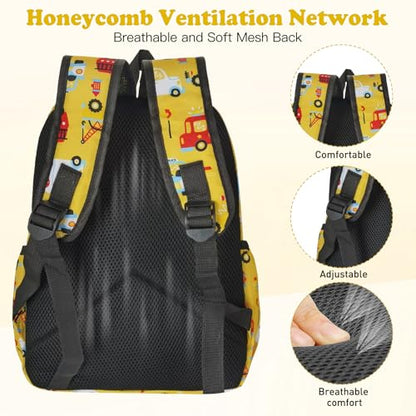 Kids Backpack for Girls Boys - 15 Inch Cute Cars Little Kids Backpack Waterresistant Toddler Preschool Kindergarten School Bag for Aged 3-8, Yellow - color: Yellow