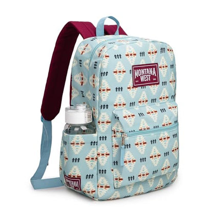 Montana West Backpack for Women Men 2 PCS Lightweight College Bookbags Casual Daypack Backpacks for Commute & Travel - color: Western Jean