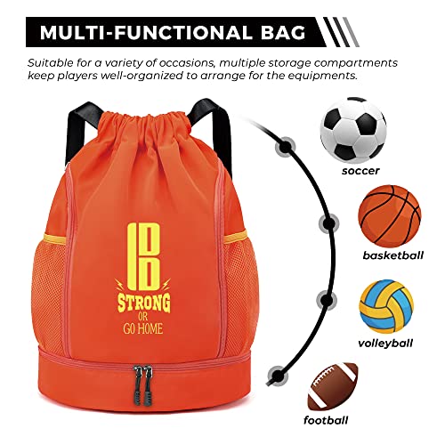 brooman Youth Soccer Bags Boys Girls Backpack for Soccer Basketball Volleyball & Football with Ball Compartment - color: Orange