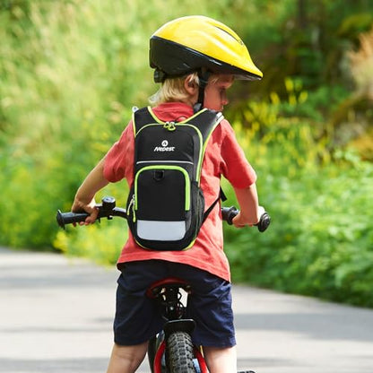 Nepest Kids Hydration Backpack, Mini Water Backpack with 1.5L Water Bladder for Hiking Cycling Running - color: Black