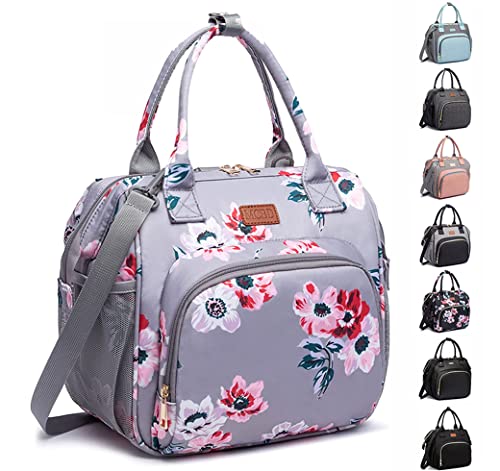 MCBD Lunch bags Insulated Lunch Box for Women Men,2 Carrying Way Large Tote Bag,Leakproof Reusable Cooler Backpack with Adjustable Shoulder Strap for Office Picnic Beach - color: B-Gray flower