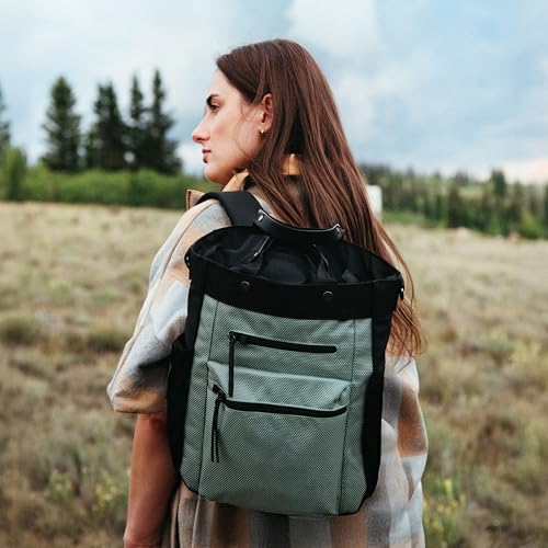 Sherpani Soleil, Anti Theft Convertible Backpack, 3 in 1 Tote, Crossbody Purse, 18L Travel Bag, Fits 13” Laptop (Aloe Mist Signature) - color: Aloe Mist - Signature
