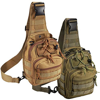 Tactical Shoulder Bag,1000D Outdoor Military Sling Daypack Backpack - color: 2 Pack Tan and Green
