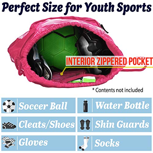 Athletico Drawstring Soccer Bag - Soccer Backpack For Boys or Girls Can Also Carry Basketball or Volleyball - color: Pink