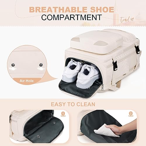 Maelstrom Travel Backpack for Men Women, 17.3" Laptop with Shoe Compartment (Beige, Large-Upgrade) - color: Beige, size: A.17.3 inch-Upgrade