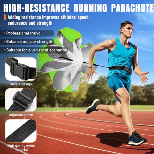 MUROZA Agility Ladder, Agility Speed Training Equipment Set, 20ft Speed Ladder, 12 Soccer Cones, 4 Hurdles, Jump Rope, Running Parachute, Soccer Football Basketball Training Equipment Accessories - color: Green