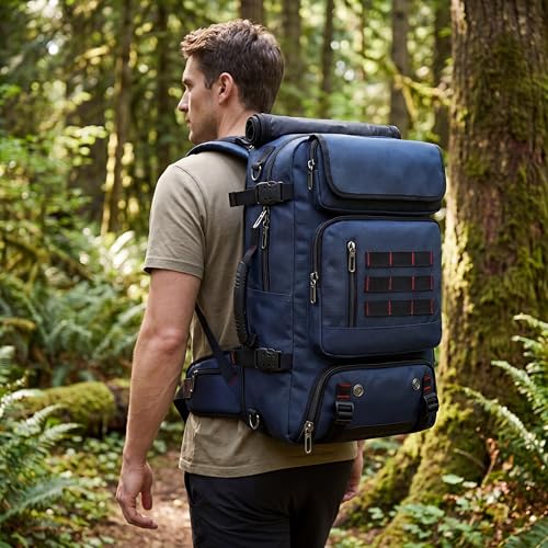 Travel Backpack with Shoe Compartment, Large Carry On Laptop Backpack, Water Resistant Weekender Bag for Men Women (Blue, Blue) - color: Blue
