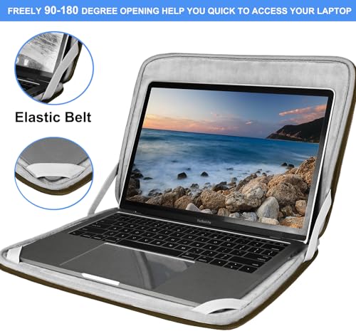 Laptop Sleeve Bag 14 inch, Shockproof Protective Computer Cover Flip Case Briefcase Carrying Bag Compatible with 14" HP, Lenovo, Asus, Acer, Notebook, Chromebook Computer, Brown - color: Brown, size: 14 Inch