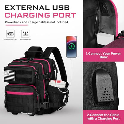 Boomistry 15L Mini Tactical Backpack Small Tactical Backpack for Women, Military Molle Backpack for Gym, Daily (Black Neon) - color: Black Neon-15l