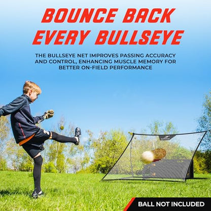 SwiftSurge Soccer Rebounder Net - Collapsible Rebounder Soccer Trainer Net with Rebound Board, Steel Iron Tubes - Soccer Ball Net Kicker for Passing, Volley & Solo Training - 6 Feet x 4 Feet