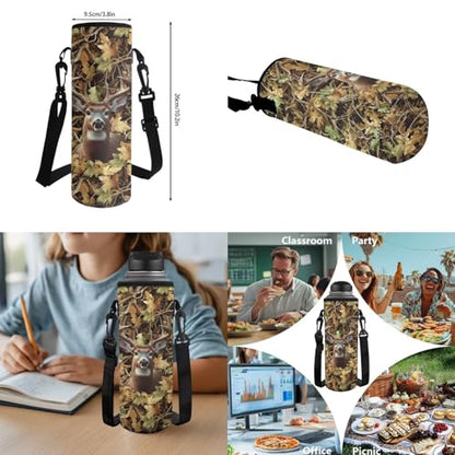 Talayituse Deer Hunting Camo Print Kids Backpack Set for Teens Boys 17.7 Inch 6 in 1 School Bookbag Knapsack with Lunch Bag Pencil Case Water Bottle Sleeve for Hiking Travel Daypack - color: Deer Hunting Camo